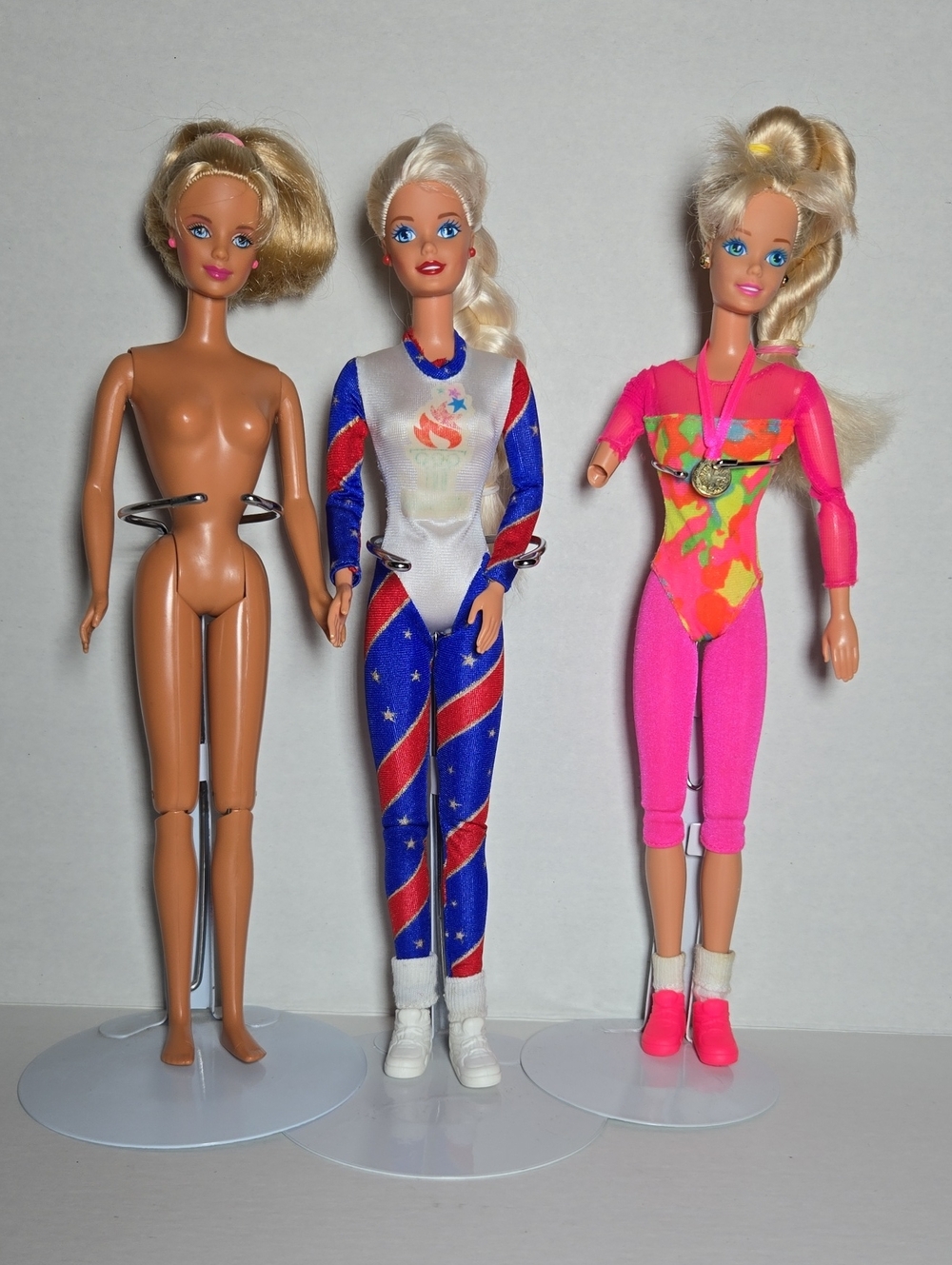 Vintage Athlete Barbie Doll Lot 1996 Olympic, 1993 Gymnast & 1997 Flip & Dive